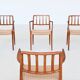 Niels Otto Moller model 66 armchairs teak and paper cord Denmark 1974