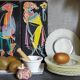 Eight Duralex dessert plates in 60s painted glass