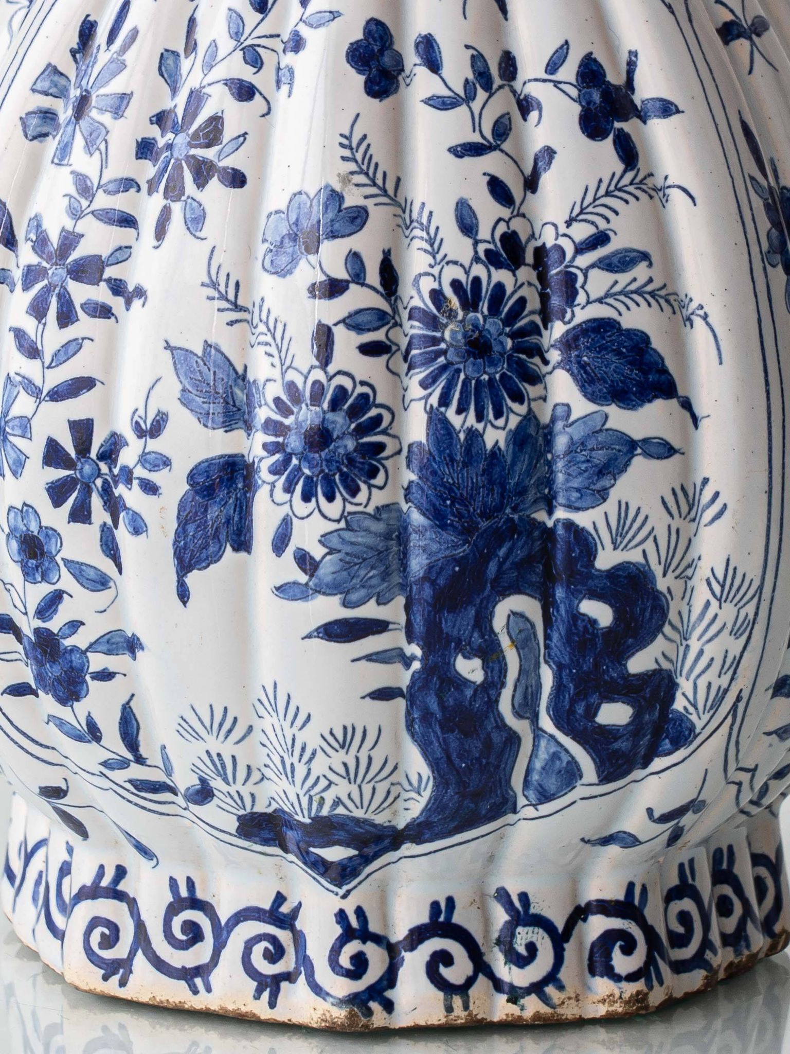 Antique Delft Style Blue and White Ceramic Table Lamp by Samson, circa 1880-1910