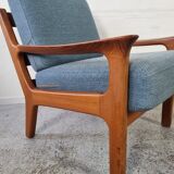 Pair of armchairs and Scandinavian teak ottoman by Juul Kristensen, Denmark 1970s