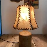 Pyrite ceramic lamp, new 2M fabric cable, 70s lampshade