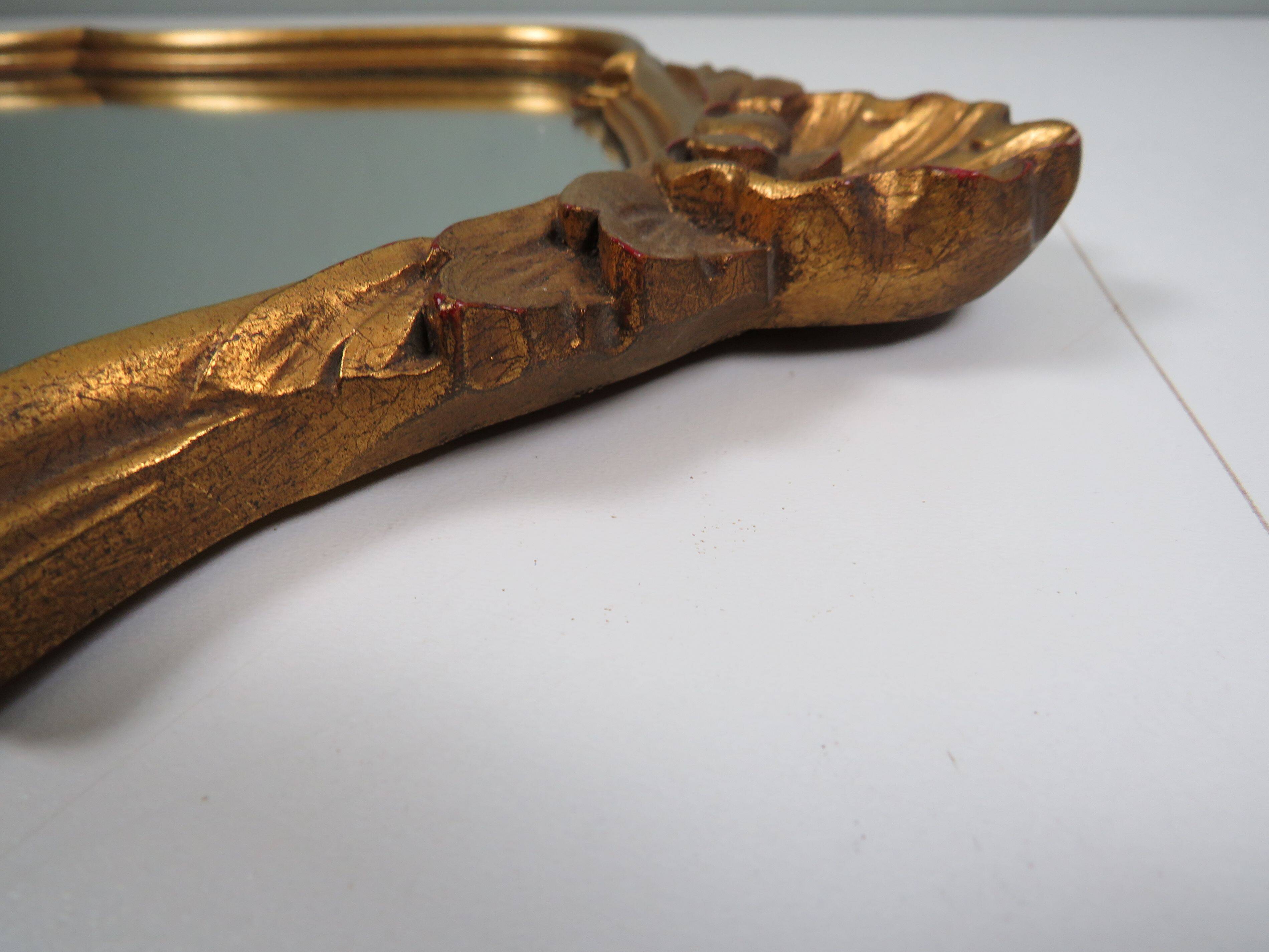 Vintage Hollywood Regency gold mirror, mid-century style, Belgium 1s.