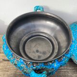 Glacier ennamel tureen vintage turquoise blue 1960 / cyclops varnished earthenware by Charles Cart
