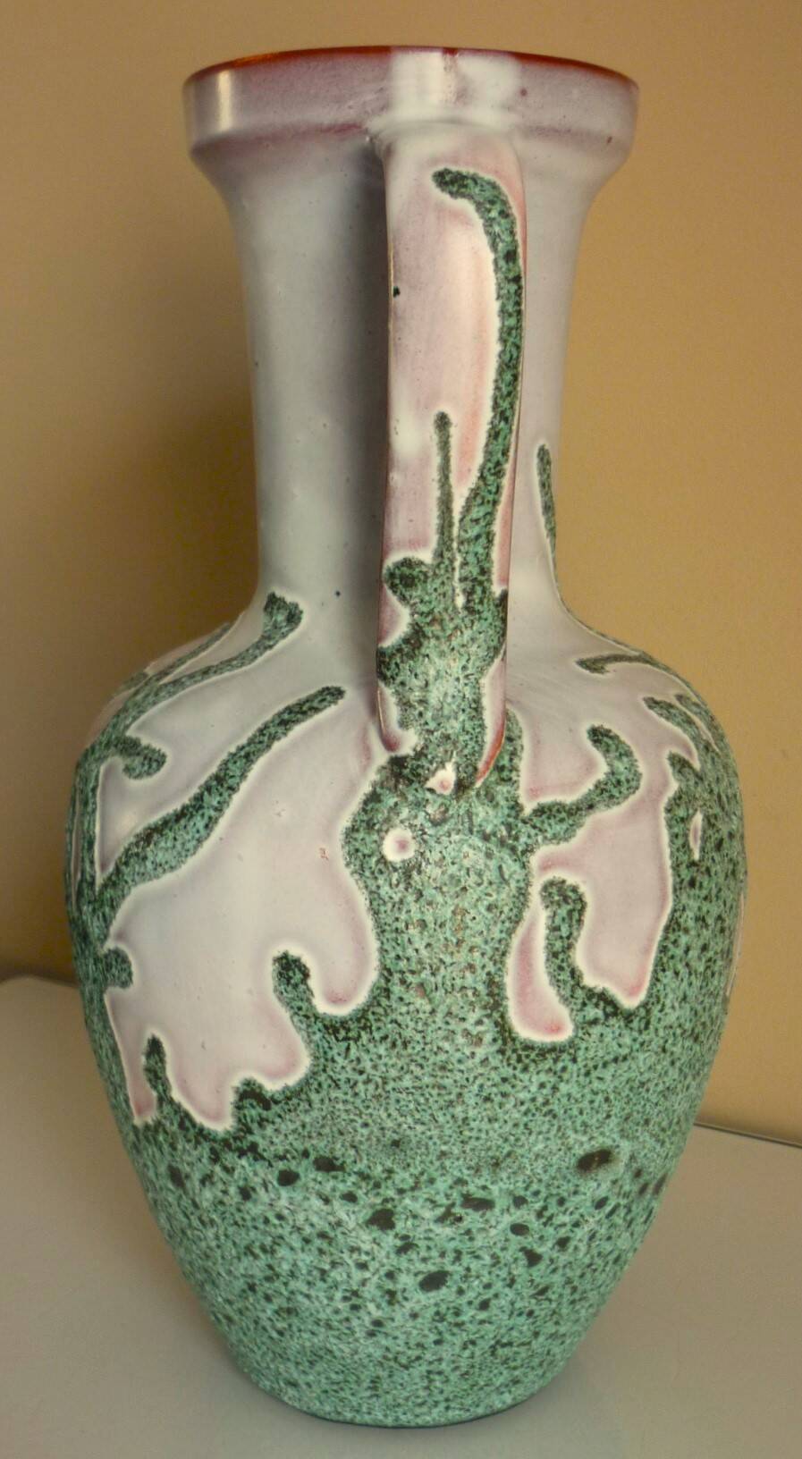 Large vase in glazed ceramic and "fat lava", signed Bruno Dose, design from the 50s/60s