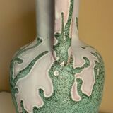 Large vase in glazed ceramic and "fat lava", signed Bruno Dose, design from the 50s/60s