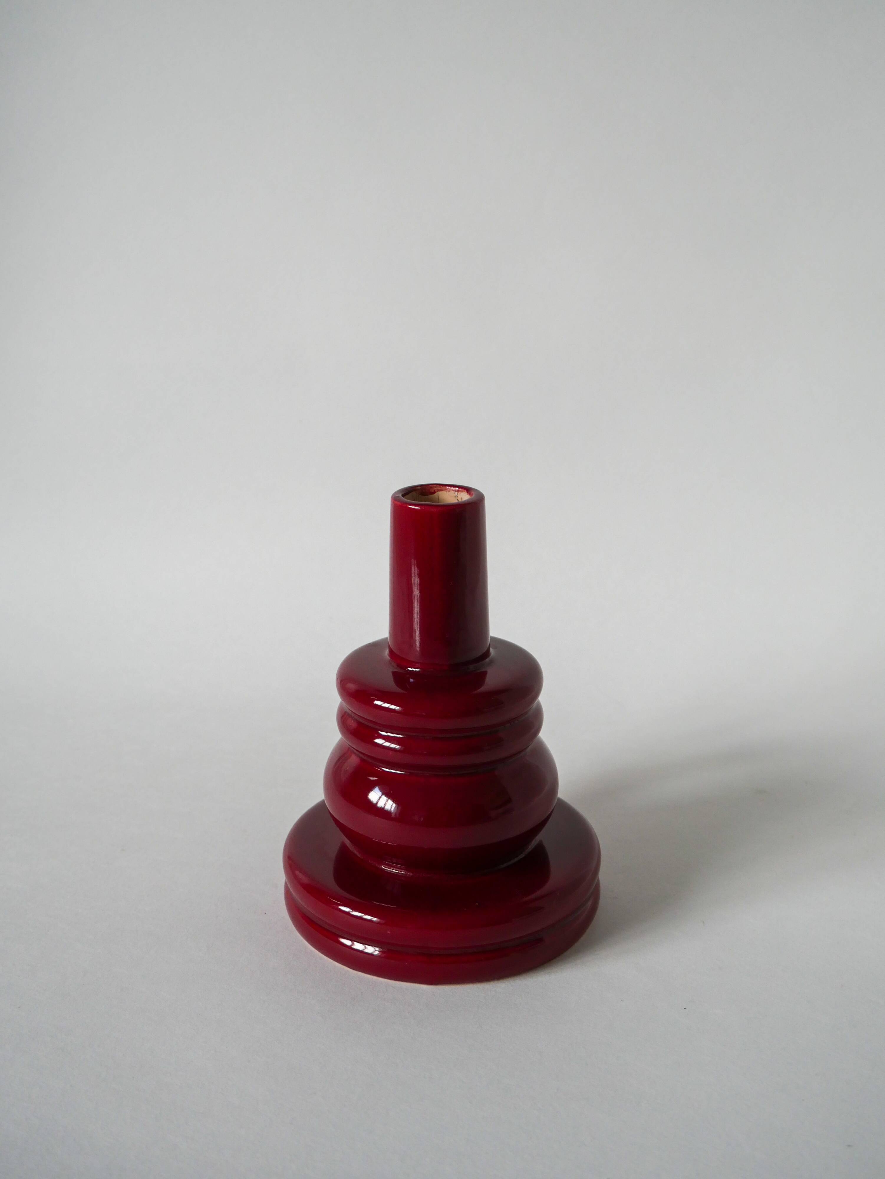 large burgundy ceramic candle holder numbered 1970