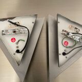 Pair of plexiglass and metal wall lamps, 1980