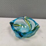 Beautiful ashtray in multicoloured glass. We guess Italy, 1980s.