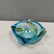 Beautiful ashtray in multicoloured glass. We guess Italy, 1980s.