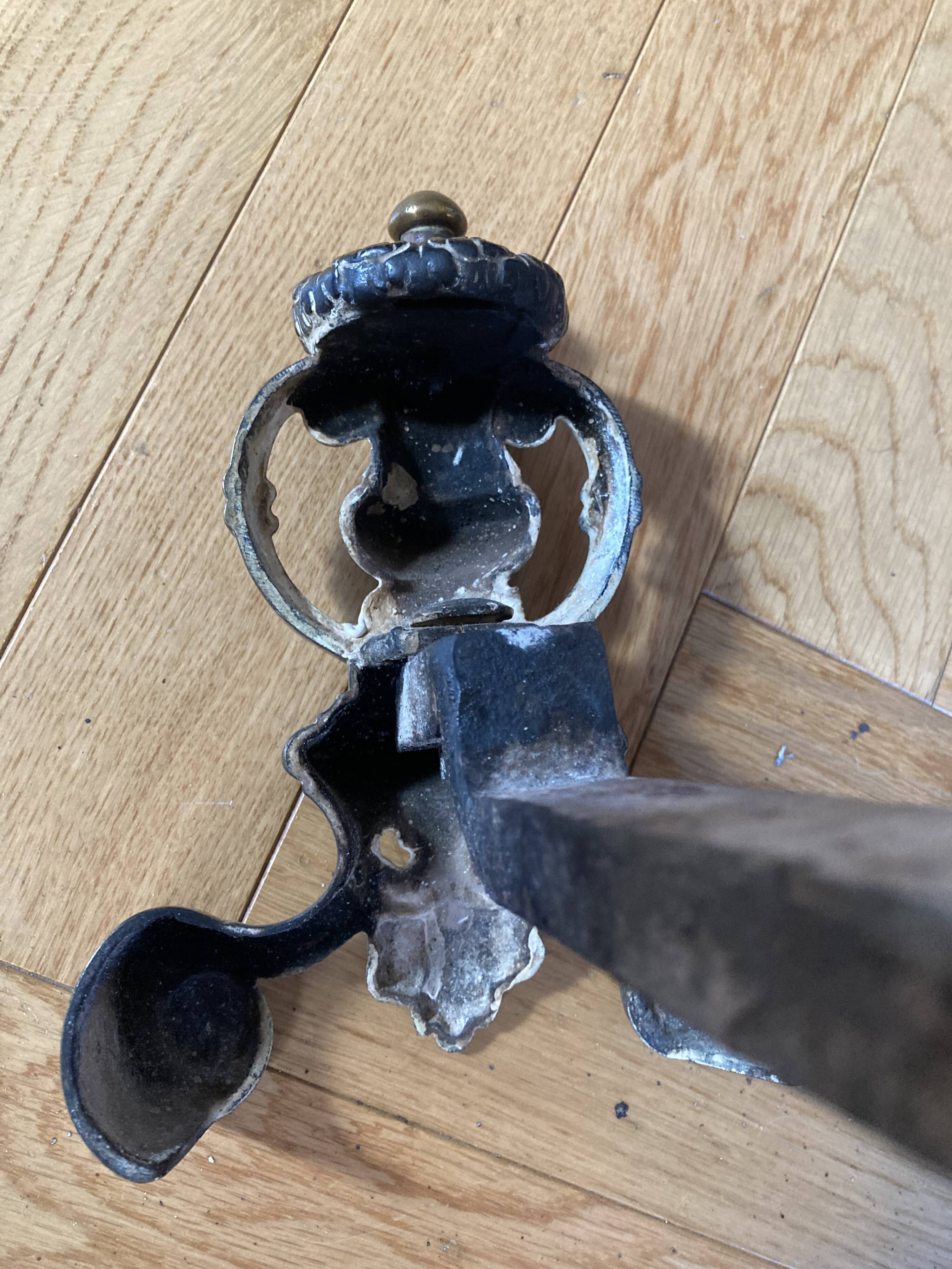 Antique bronze and cast iron chenets