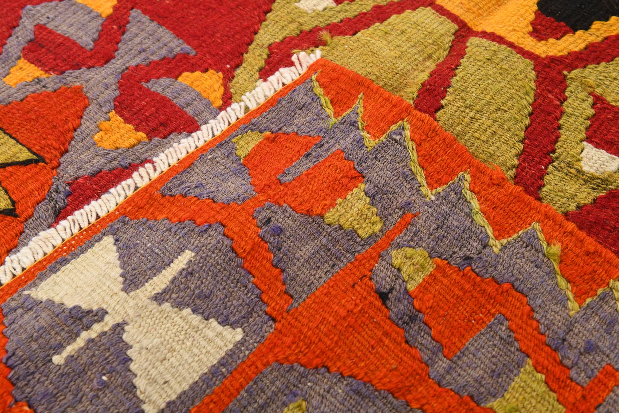 5x10 Wine Red & Orange Turkish Vintage Kilim Rug, 168x295Cm