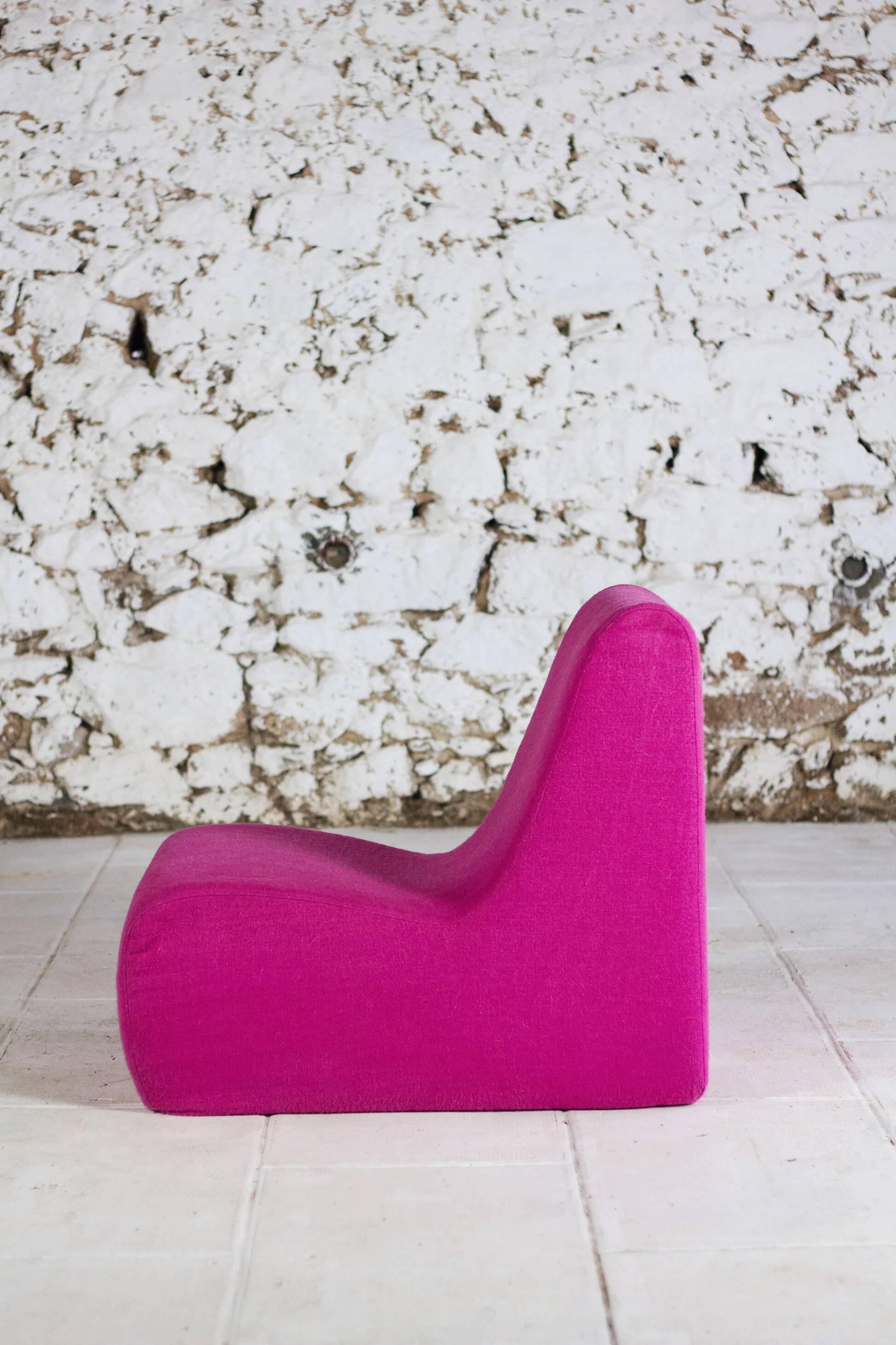 Pink wool armchair, 1970