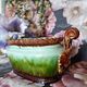 19th century French Art Nouveau planter in barbonite ceramic and m