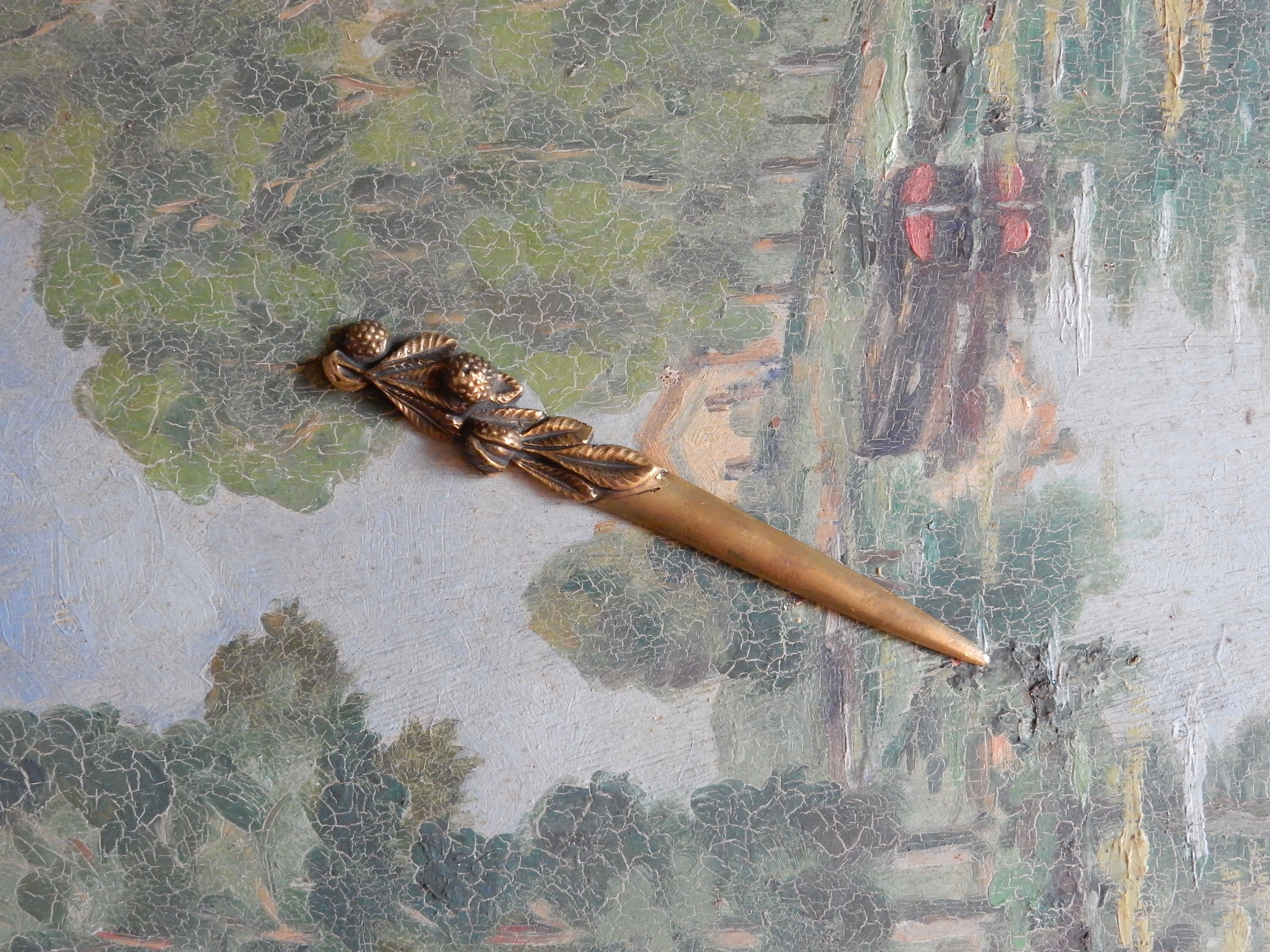 Art Nouveau brass paper cutter