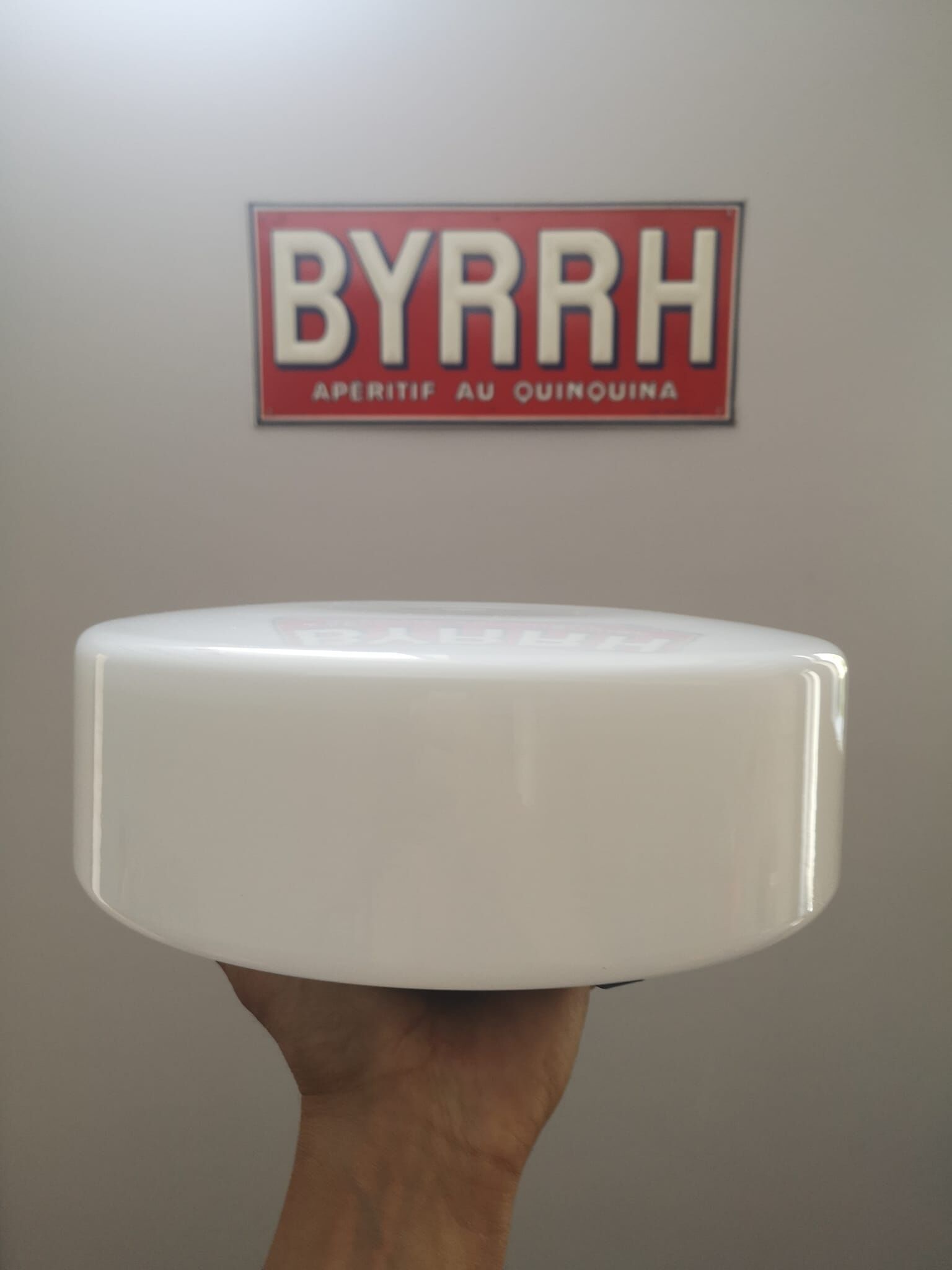 Ceiling lamp old round globe opaline white industrial Art Deco ø 27.5 cm