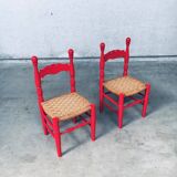 Set of Scandinavian Country Design Red Side Chairs, Sweden, 1960s