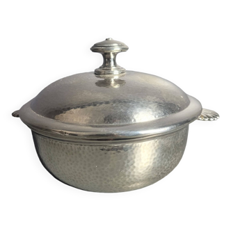 Christofle vegetable dish hammered silver metal