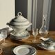 Set of 4 small white earthenware dessert plates D20