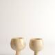 Hand Turned Light Brown Onyx Goblets Candleholders, Set of 2