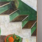 Still life and staircase, signed