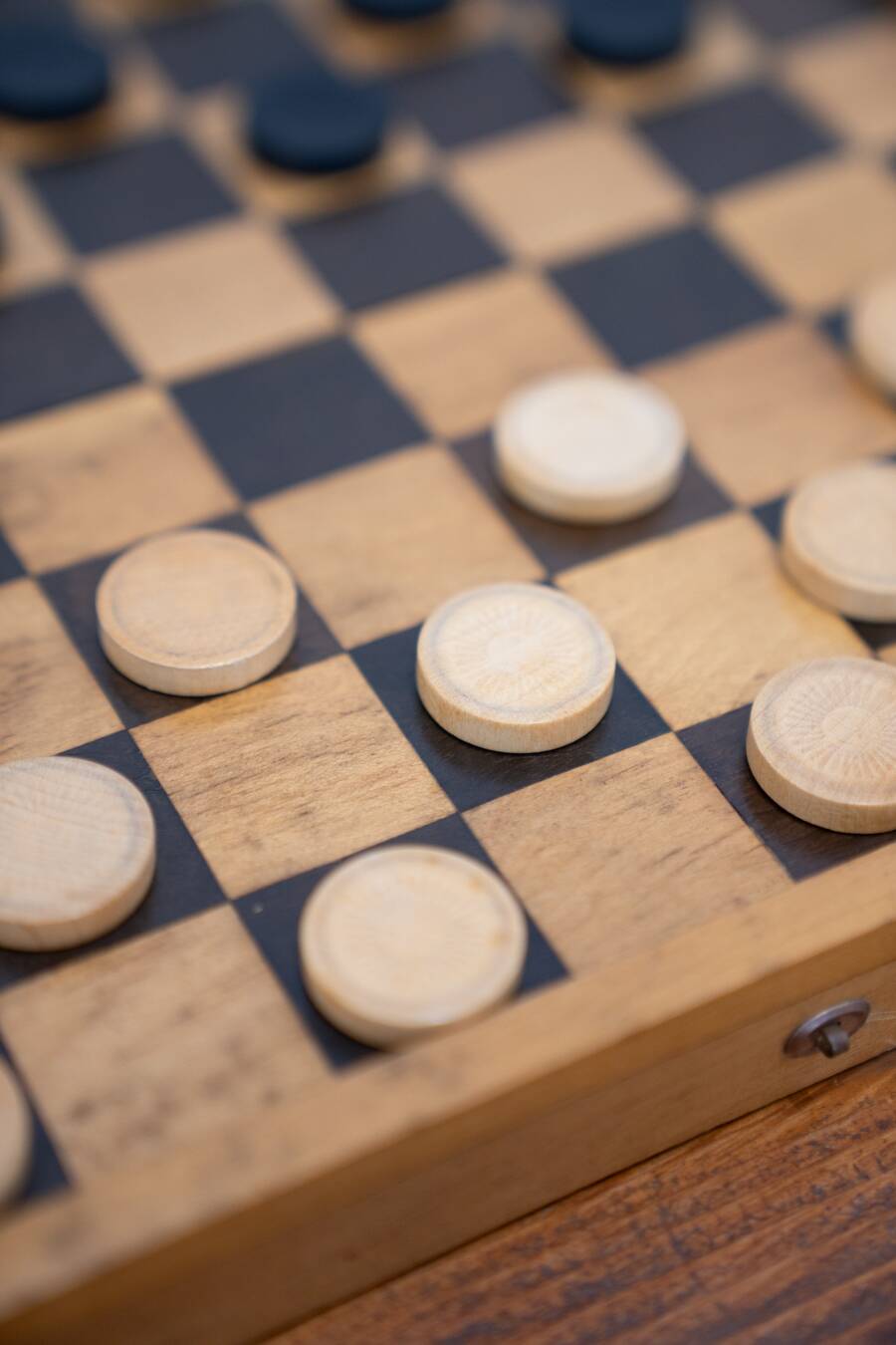 Small game of travel checkers, beech wood, 1970