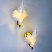 Pair of Italian "Calla Lily" leaf-shaped wall sconces, Murano glass & gilt brass, circa 1970s