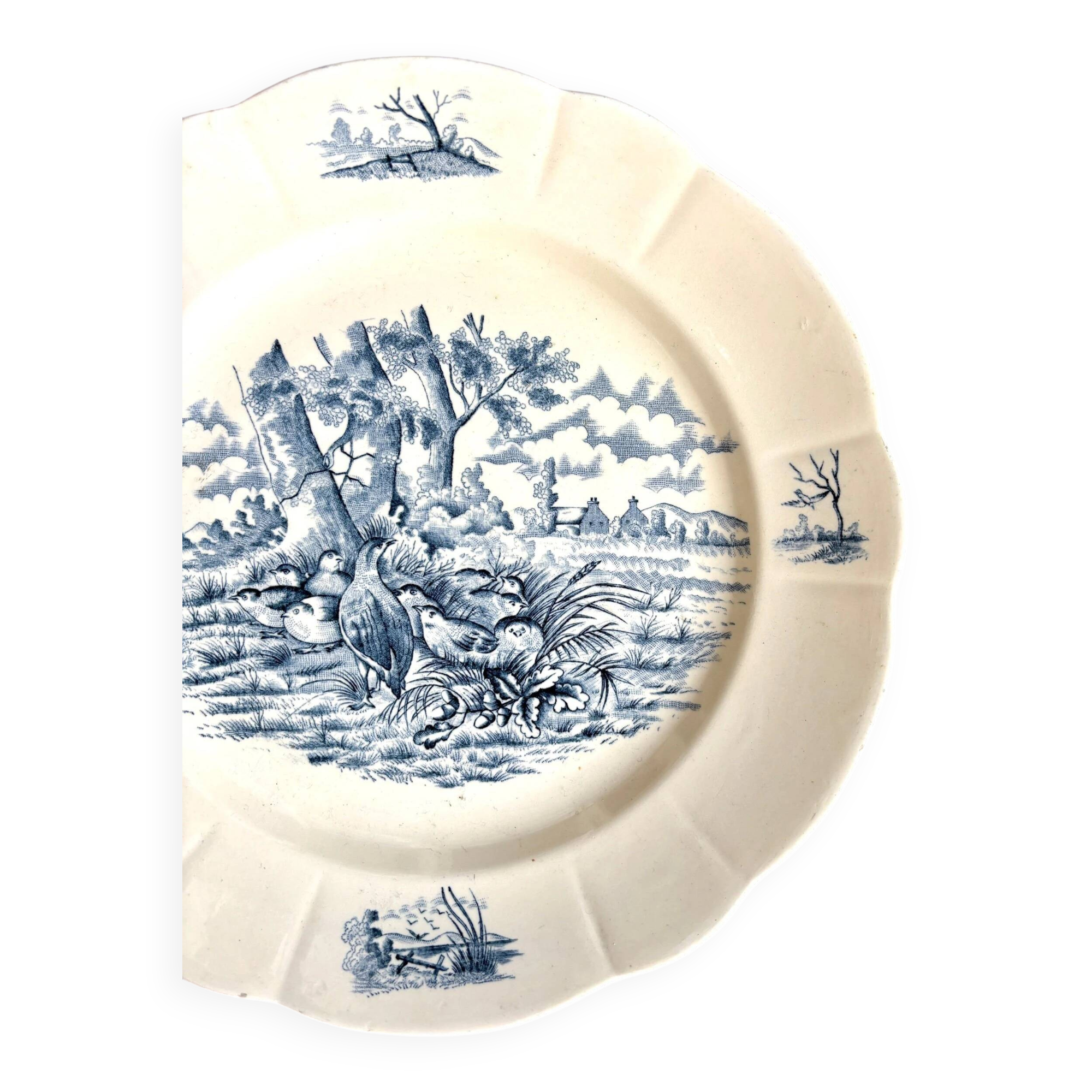 Longchamp round dish in blue iron clay, “Burgundy” service