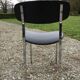 6 vintage chairs in black skaï with chrome metal tubular base.
