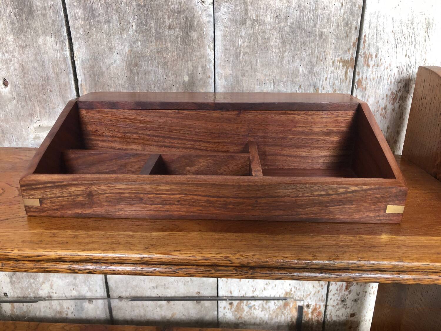 Organisateur De Bureau Bois & Laiton Rangement Style Marine Vintage