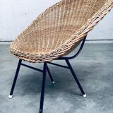 Wicker lounge chair in the style of Dirk Van Sliedregt for Rohé Noordwolde, Netherlands, 1960s.