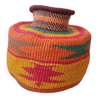 Bolga Basket African Decorative Basket Multicolor