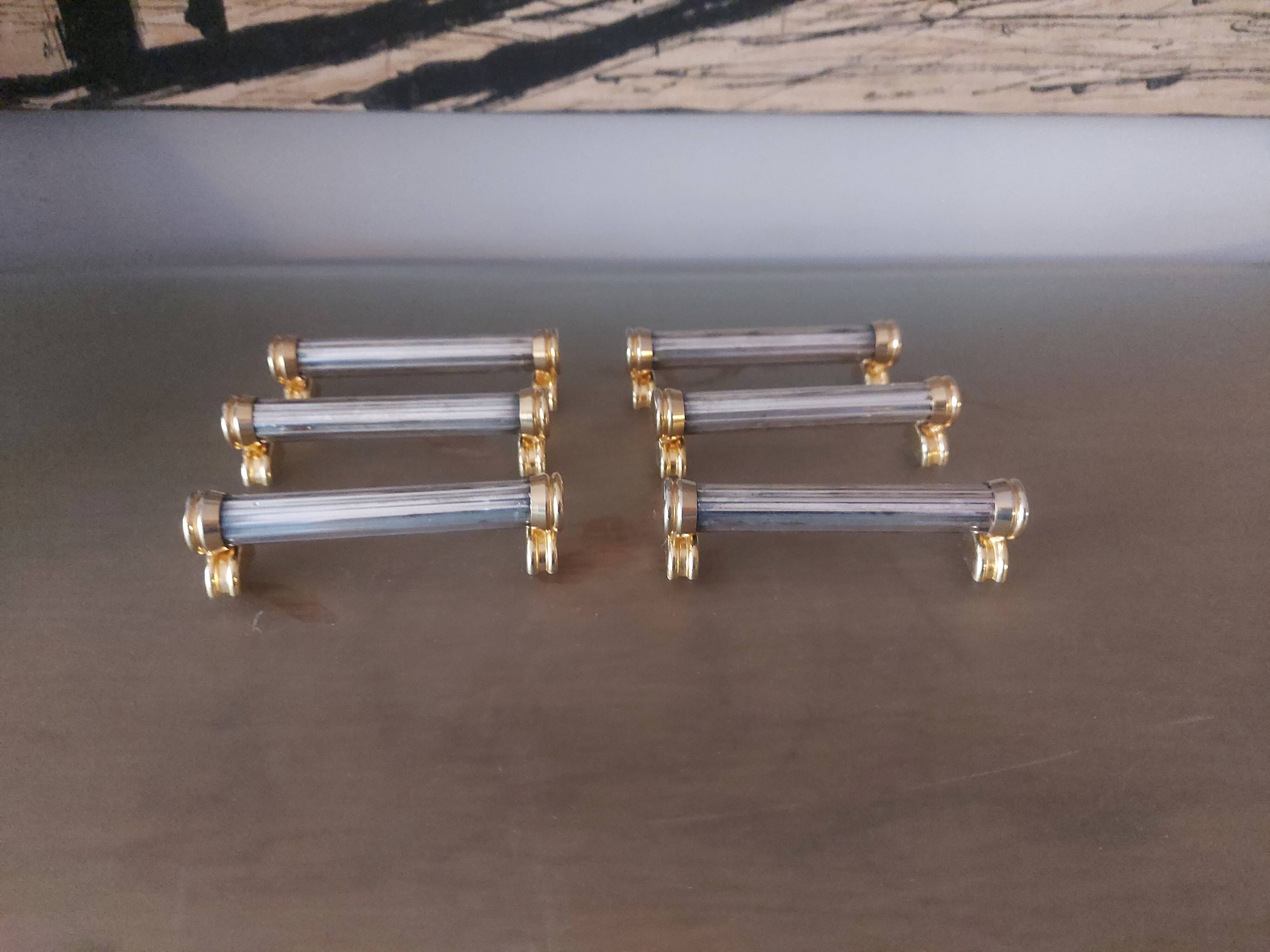 6 silver metal knife holders