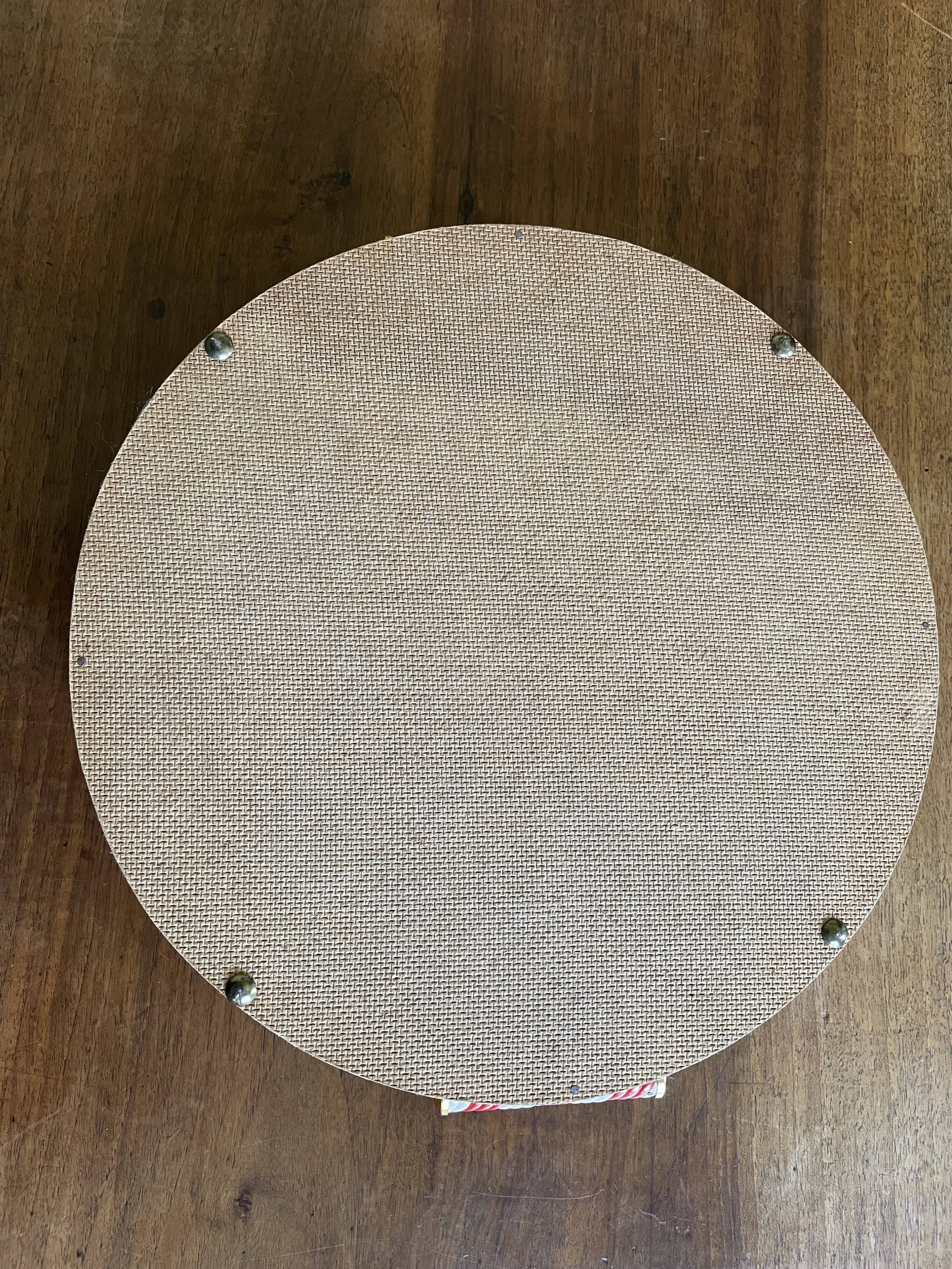 Round mirror tray scoubidou 50s/60s