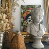 Cherub bust in platter