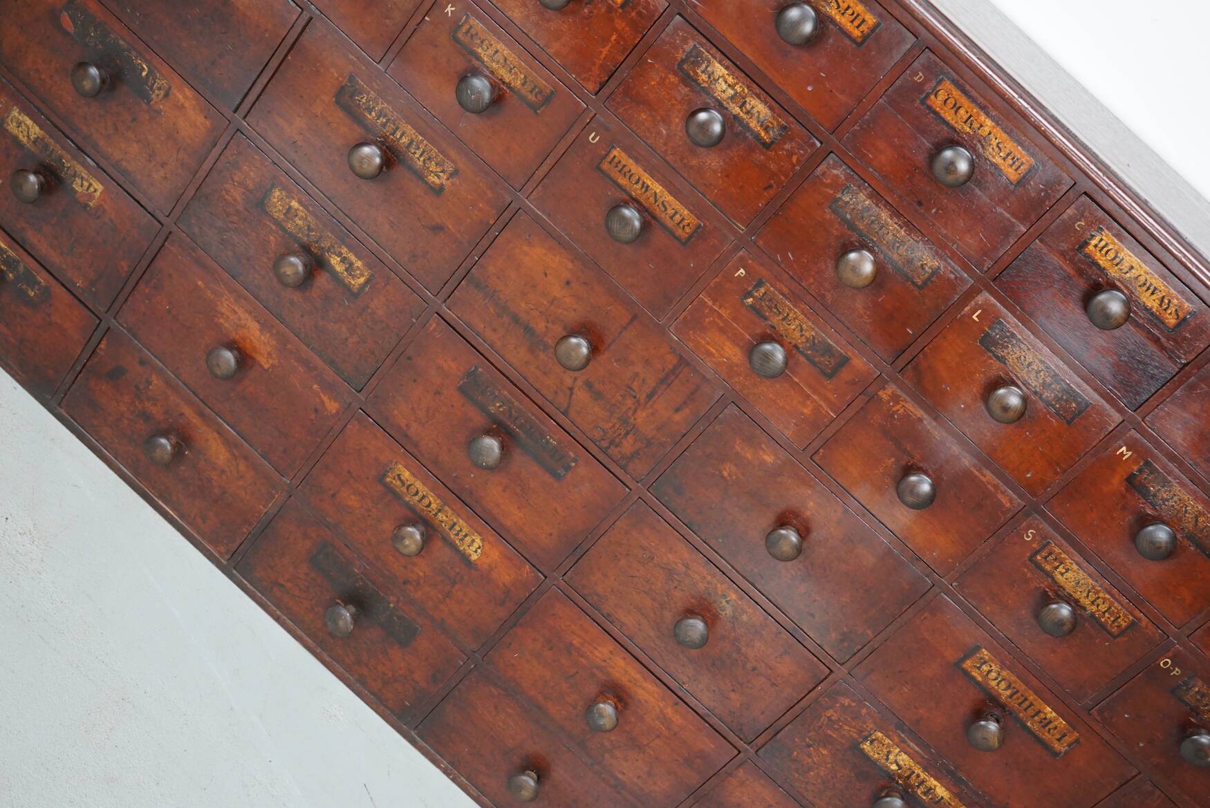 Antique Hardwood Apothecary Cabinet / Bank of Drawers, England, 19th Centur