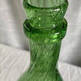 Biot-signed bubble glass bottle, green carafe