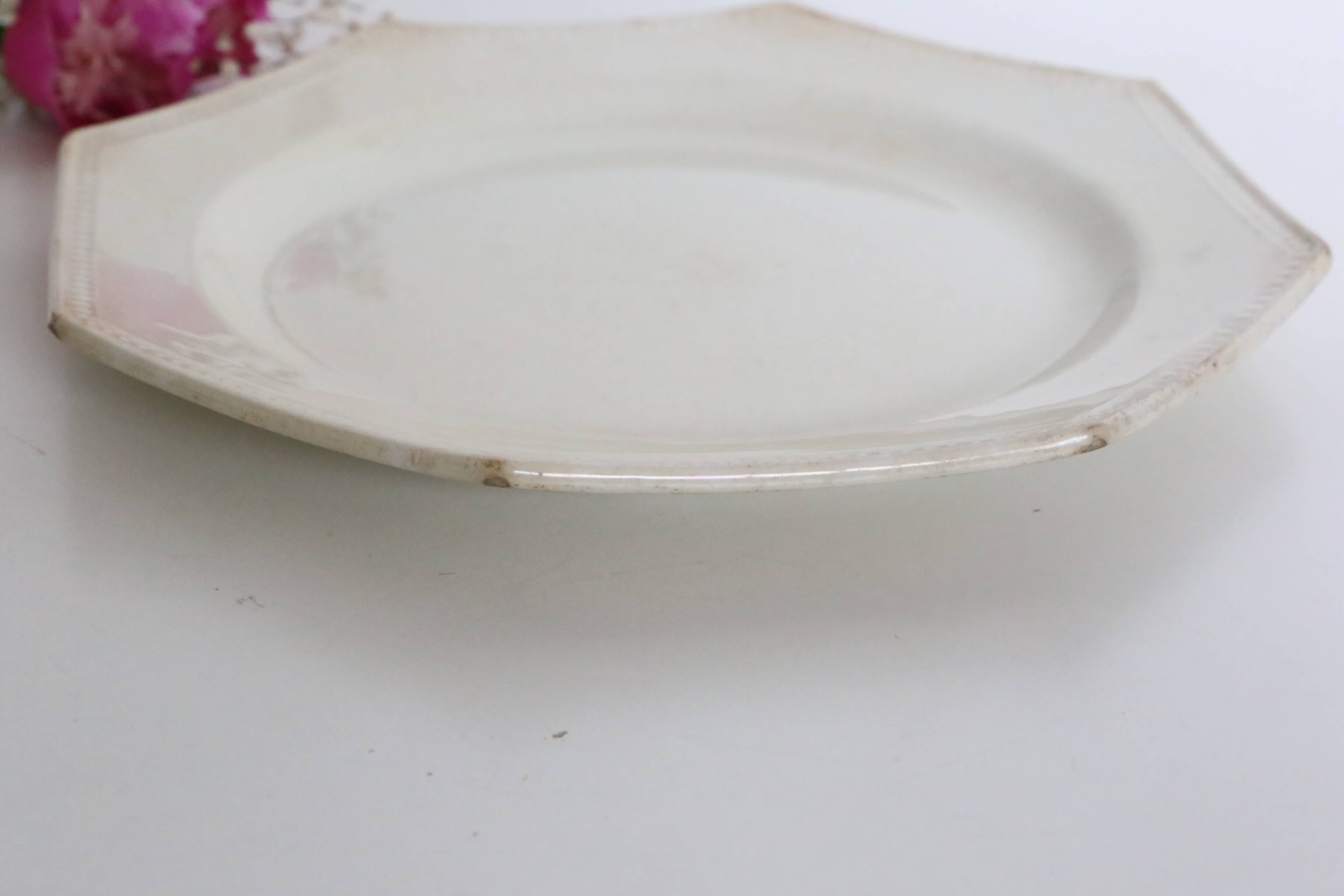 Creil and Montereau plates, 19th century, Perle model, ivory / set of 3