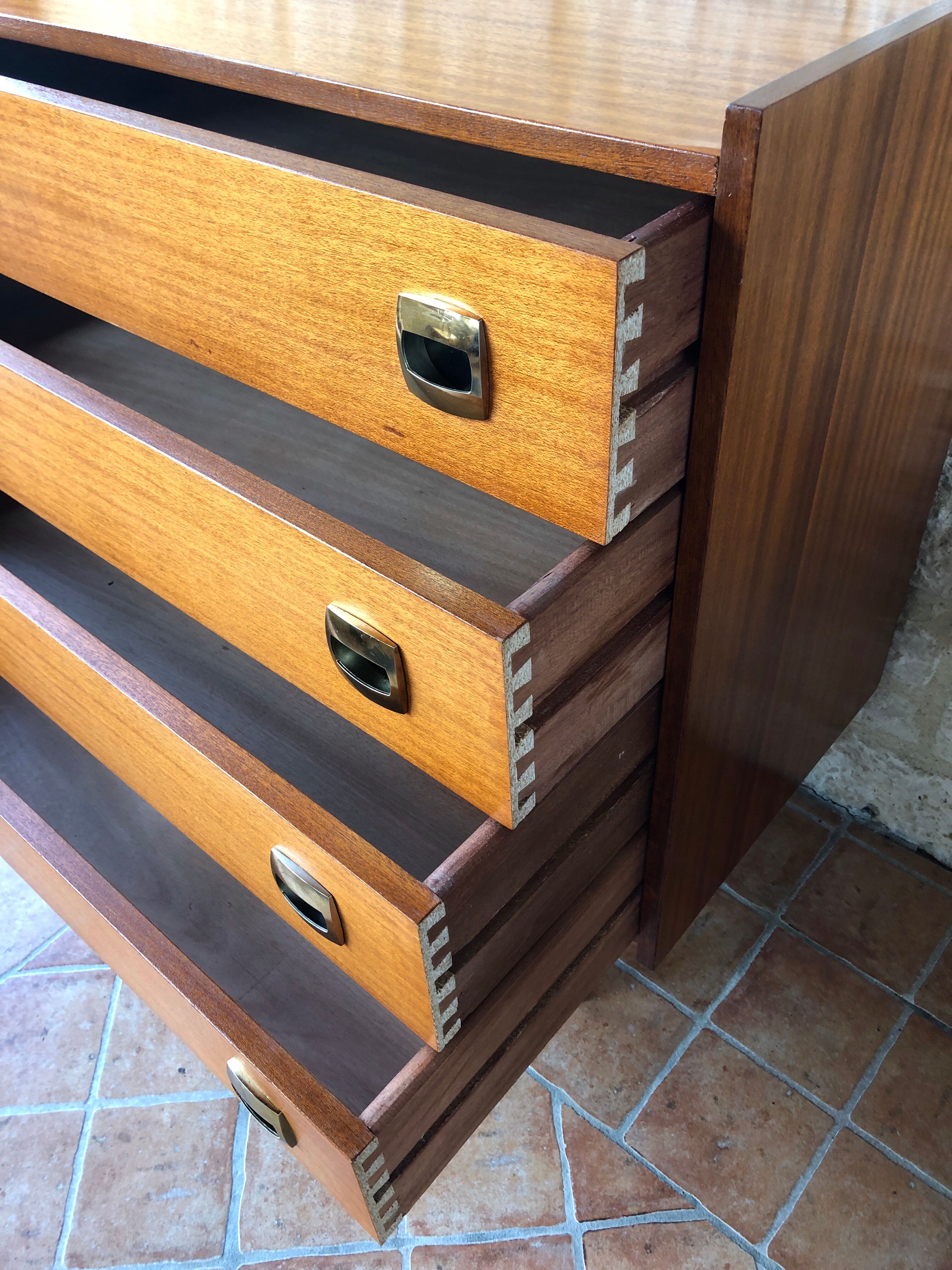 Vintage 60s chest of drawers has 4 drawers edited by Henri Couture