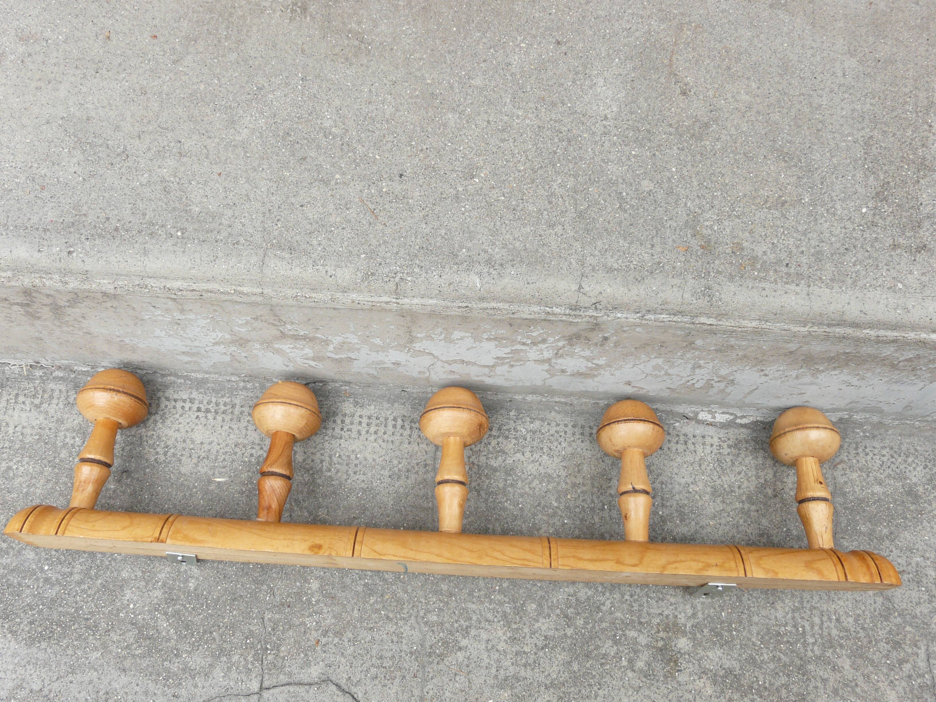 Bamboo bamboo coat rack 5 hooks
