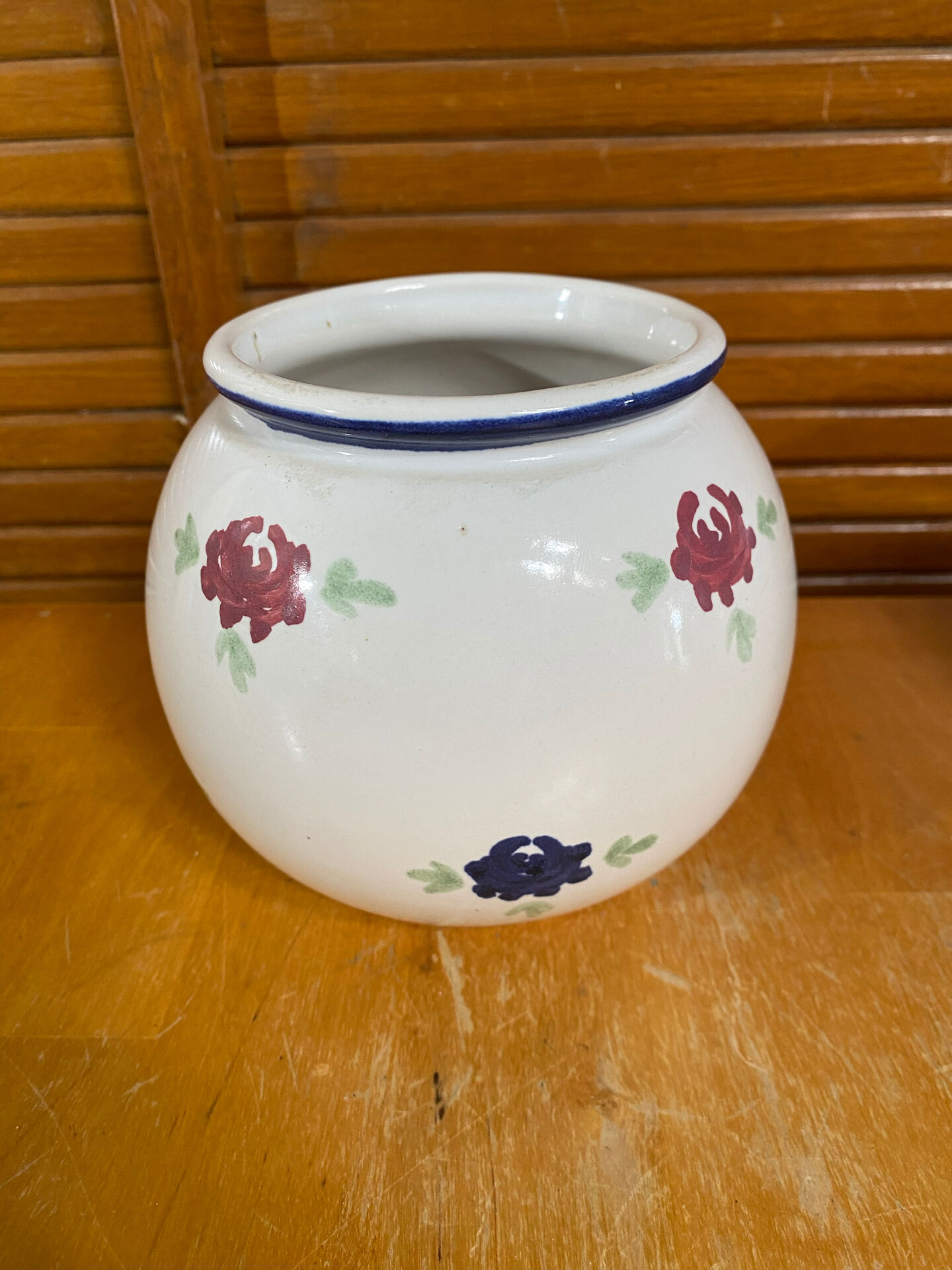Pair of antique st clément round vases white ceramic flower decor vintage