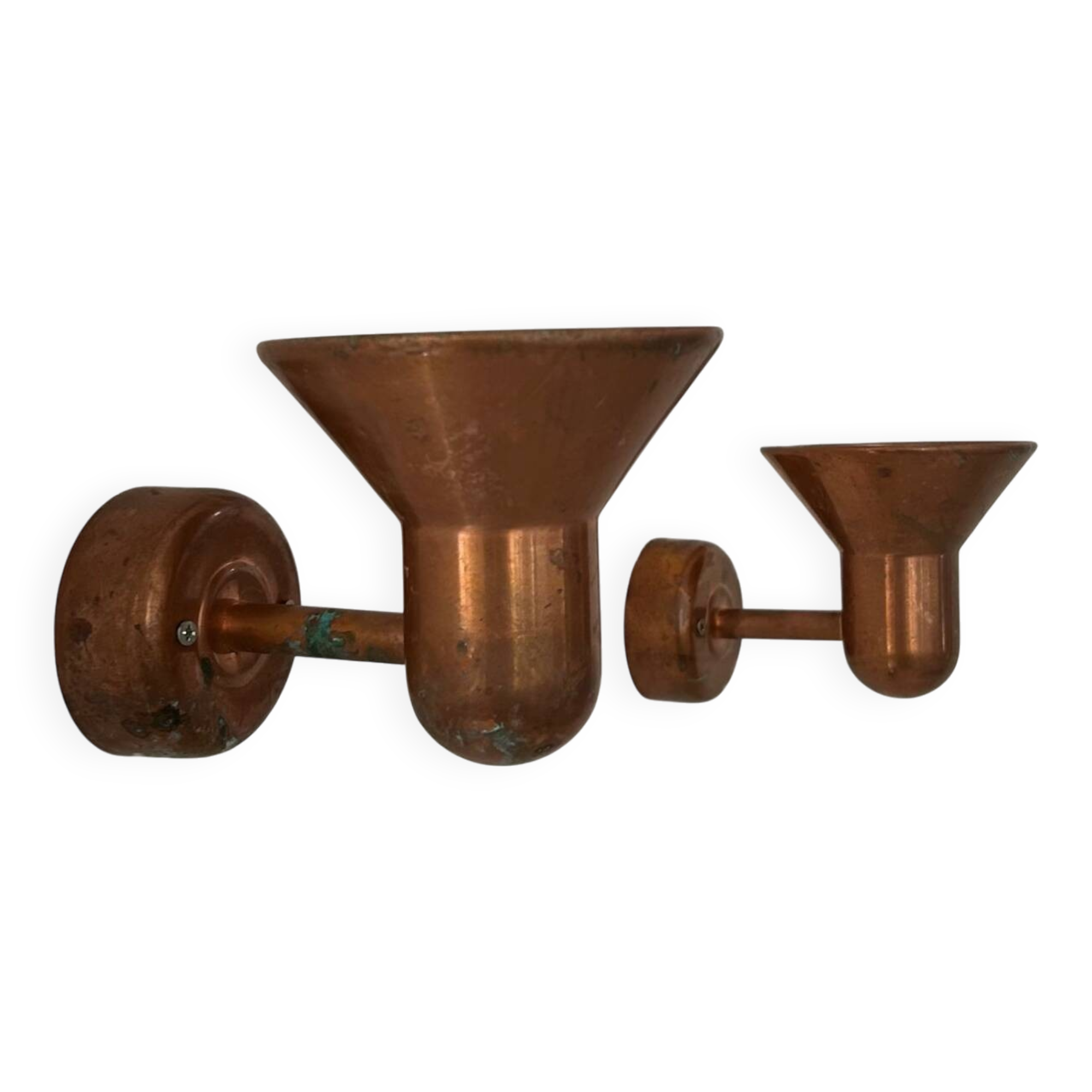 Pair of vintage copper wall lights, Denmark 1970s