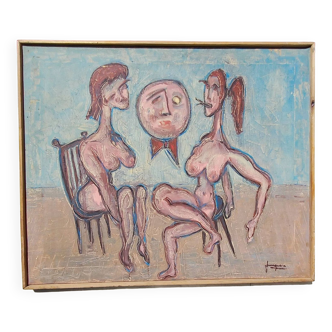 Figures nues de peinture à l’huile surréaliste