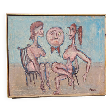 Figures nues de peinture à l’huile surréaliste