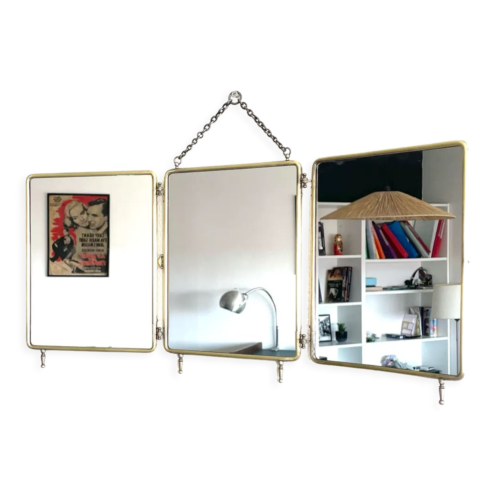 Triptych barber's mirror