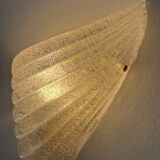 Paire d'appliques vintage moulé pressé, verre de Murano, Italie, 1980