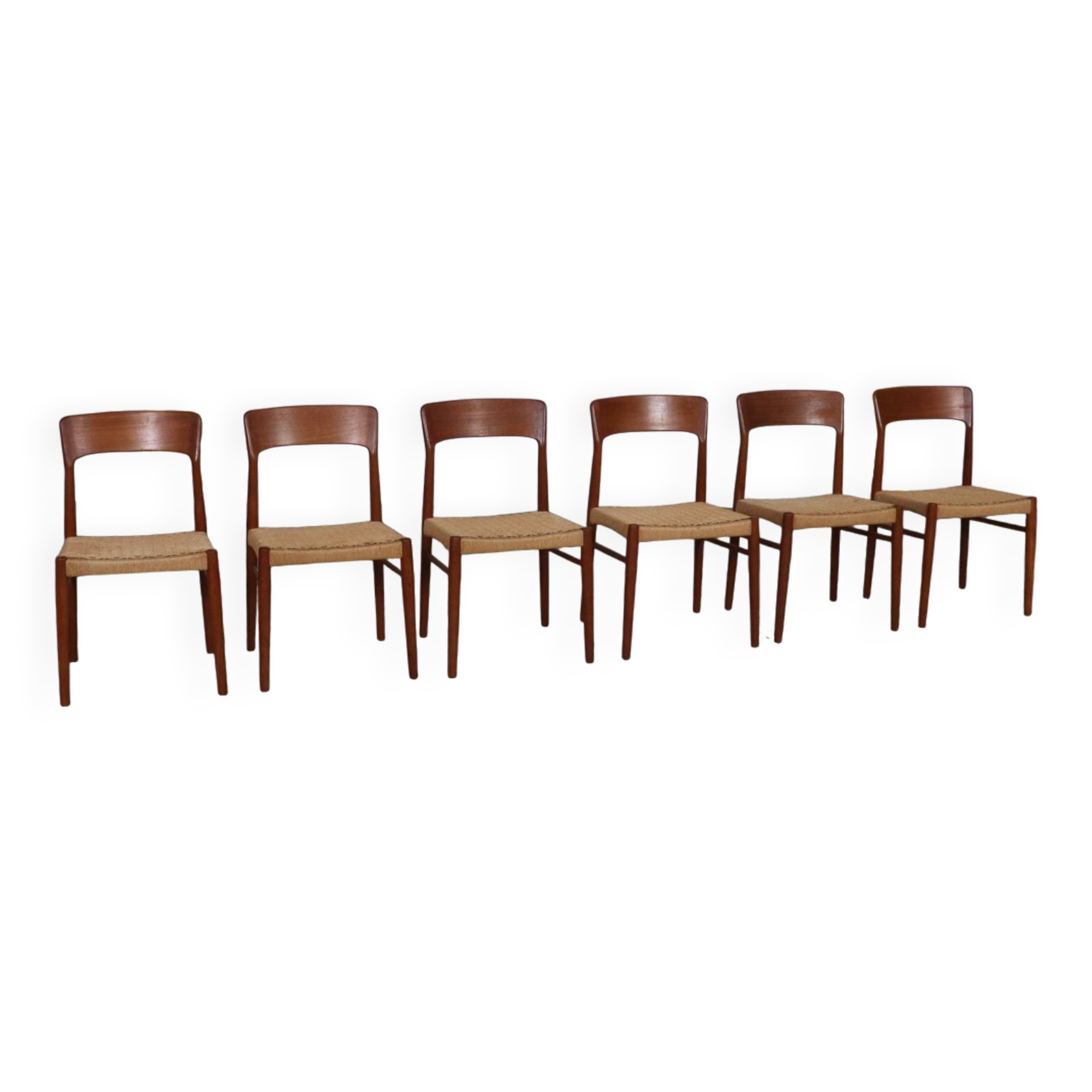 Kai Kristiansen Dining Chairs In Teak And Papercord For KS Mobler, Denmark 1960s, Set Of 6