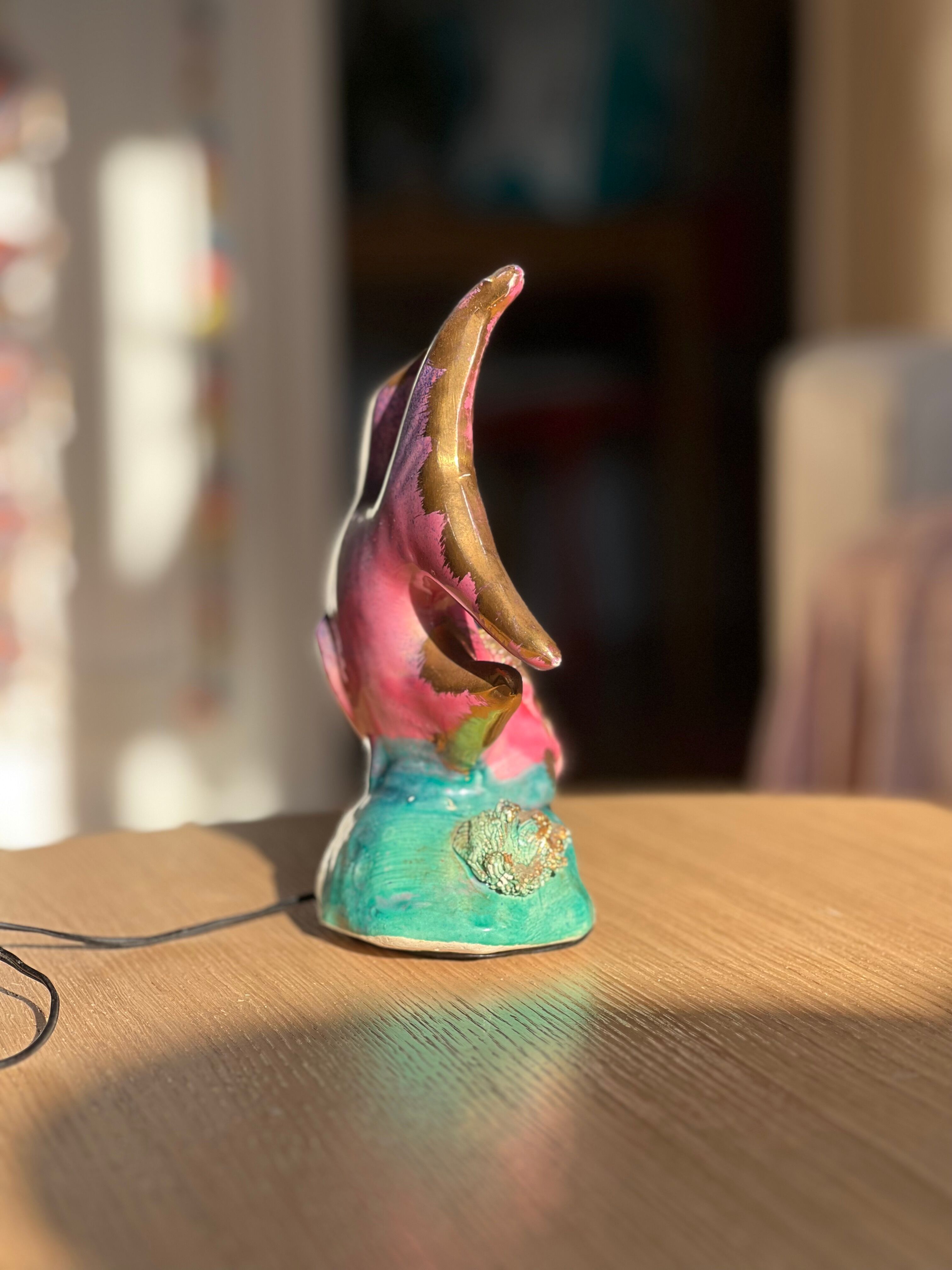 Ceramic fish lamp slip 1950s-60s