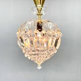 Lustre en cristal et laiton du milieu du siècle, Tchécoslovaquie