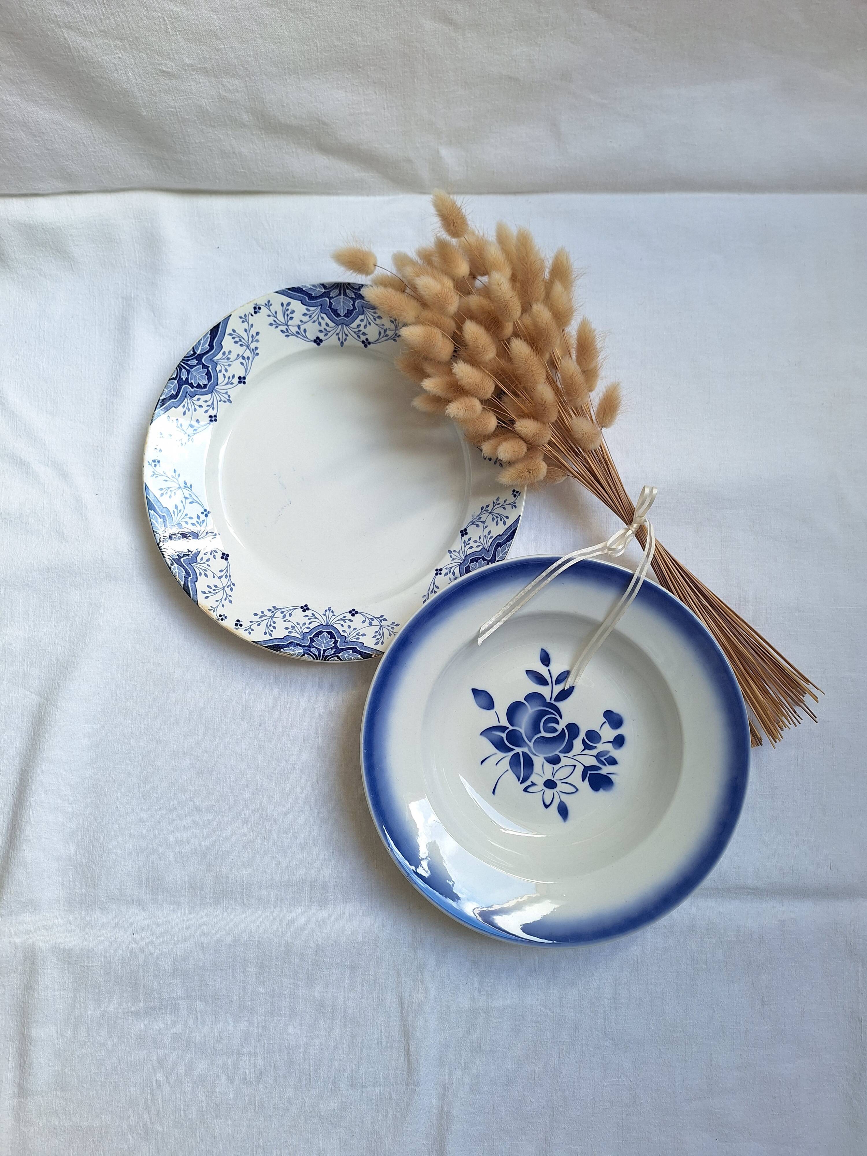 Shallow dish Badonviller and Creil and Montereau blue