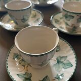 Set of 8 English ceramic coffee / mocha cups and saucers BARRATIS
